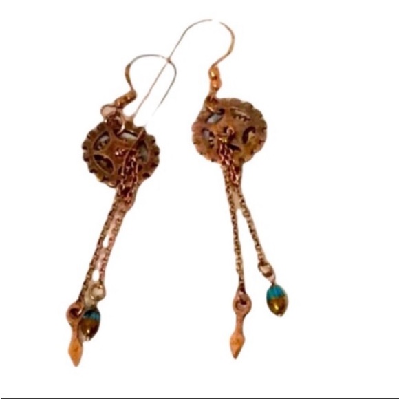 Artisan Copper Steampunk Eclectic Earrings - Picture 2 of 11